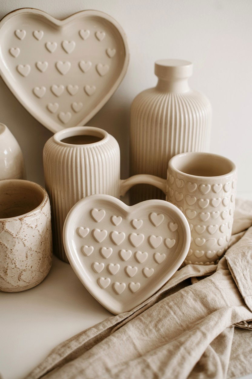 Neutral Valentine decor - 25 Valentine's Day Shelf Decor Ideas