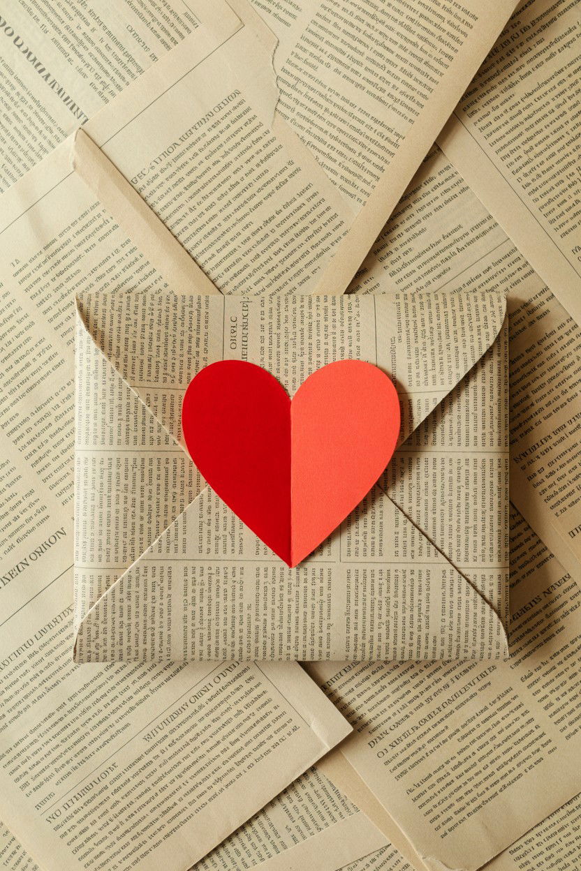 Newspaper Book Page Envelope - 25 Valentine's Day Envelope Ideas