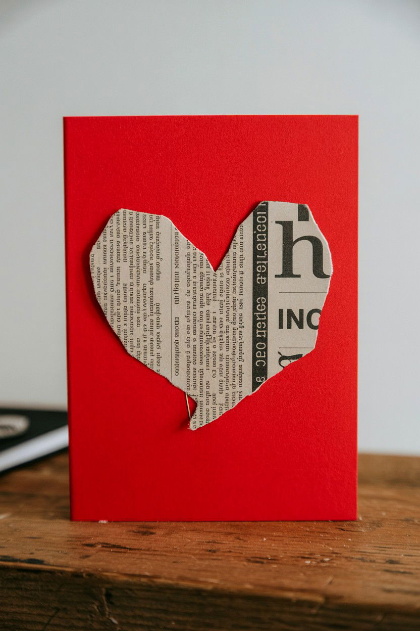 Newspaper Collage Card - 25 Handmade Valentine's Day Cards