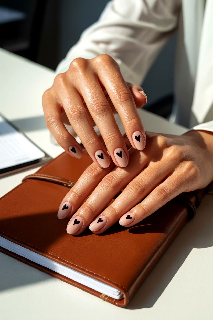 Nude Heart Art - 25 Easy Valentine's Day Nail Designs