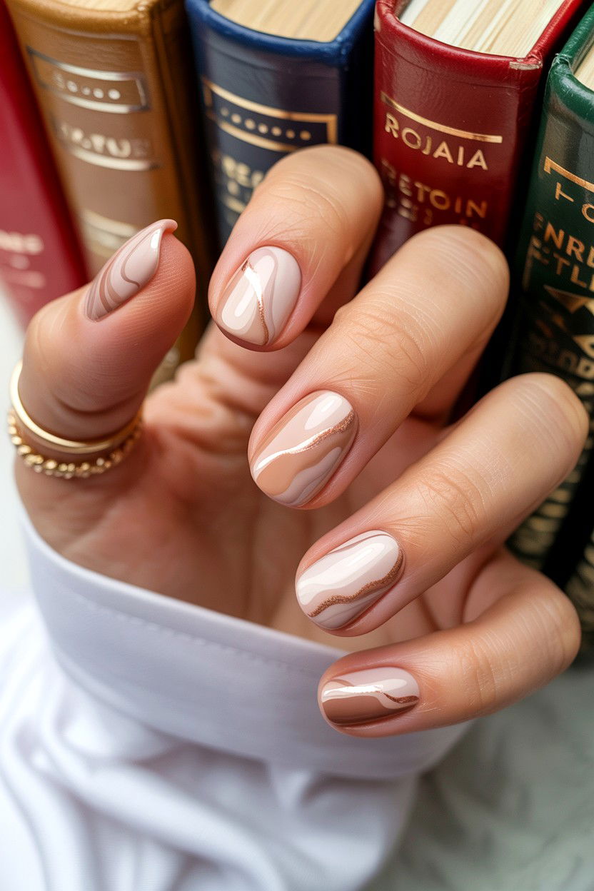 Nude Marble Nails - 25 Marble Valentine's Day Nail Ideas