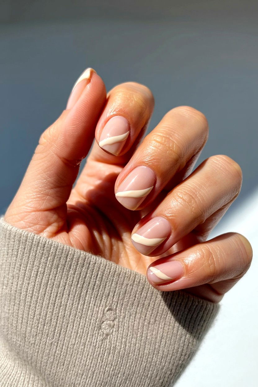 Nude Nails With Ribbon - 25 Bow Valentine's Day Nail Ideas