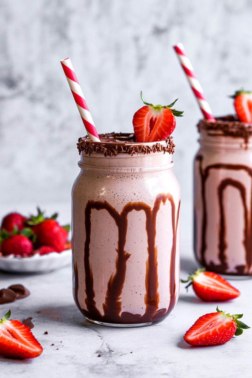 Nutella Strawberry Milkshake - 25 Valentine's Day Milkshake Ideas