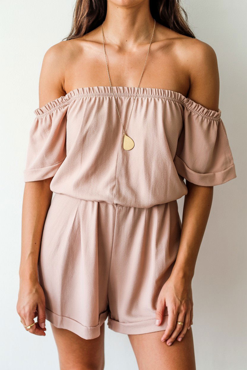 Off The Shoulder Romper - 25 Valentine's Day Romper Ideas