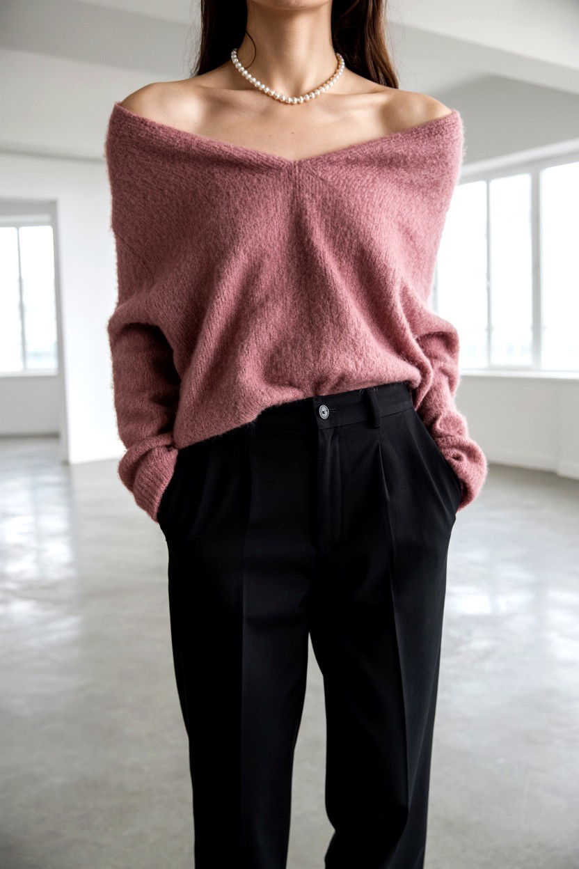 Off the shoulder sweater - 25 Classy Valentine's Day Outfits