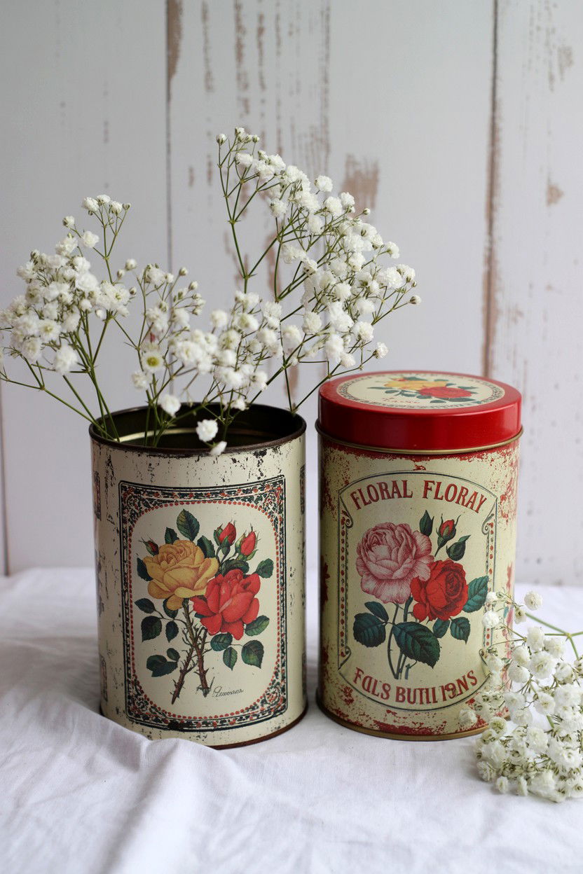 Old Fashioned Floral Tins - 25 Vintage Valentine's Day Decorations