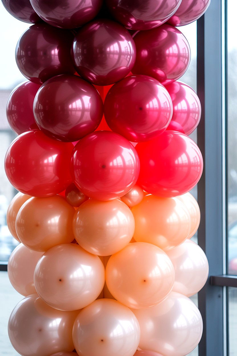 Ombre Balloon Display - 25 Valentine's Day Party Balloon Ideas
