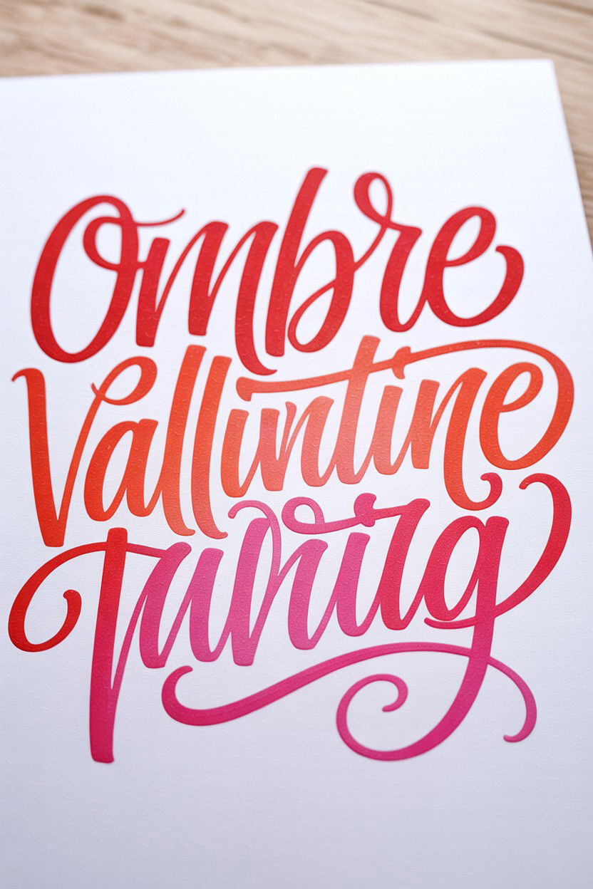 Ombre Calligraphy Valentine - 25 Calligraphy Valentine's Day Card Ideas