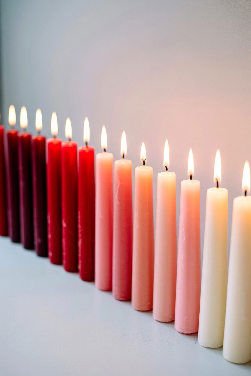 Ombre Candle Display - 25 Valentine's Day Candle Display Ideas