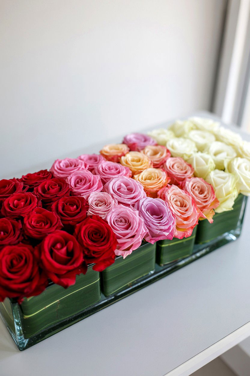 Ombre Floral Arrangement - 25 Valentine's Day Table Centerpiece Ideas