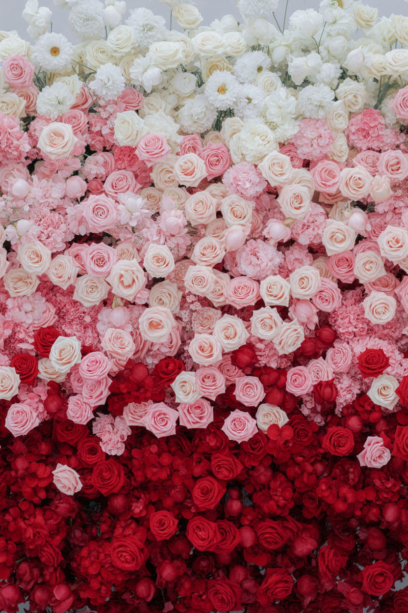 Ombre Floral Backdrop - 25 Valentine's Day Wedding Flower Ideas