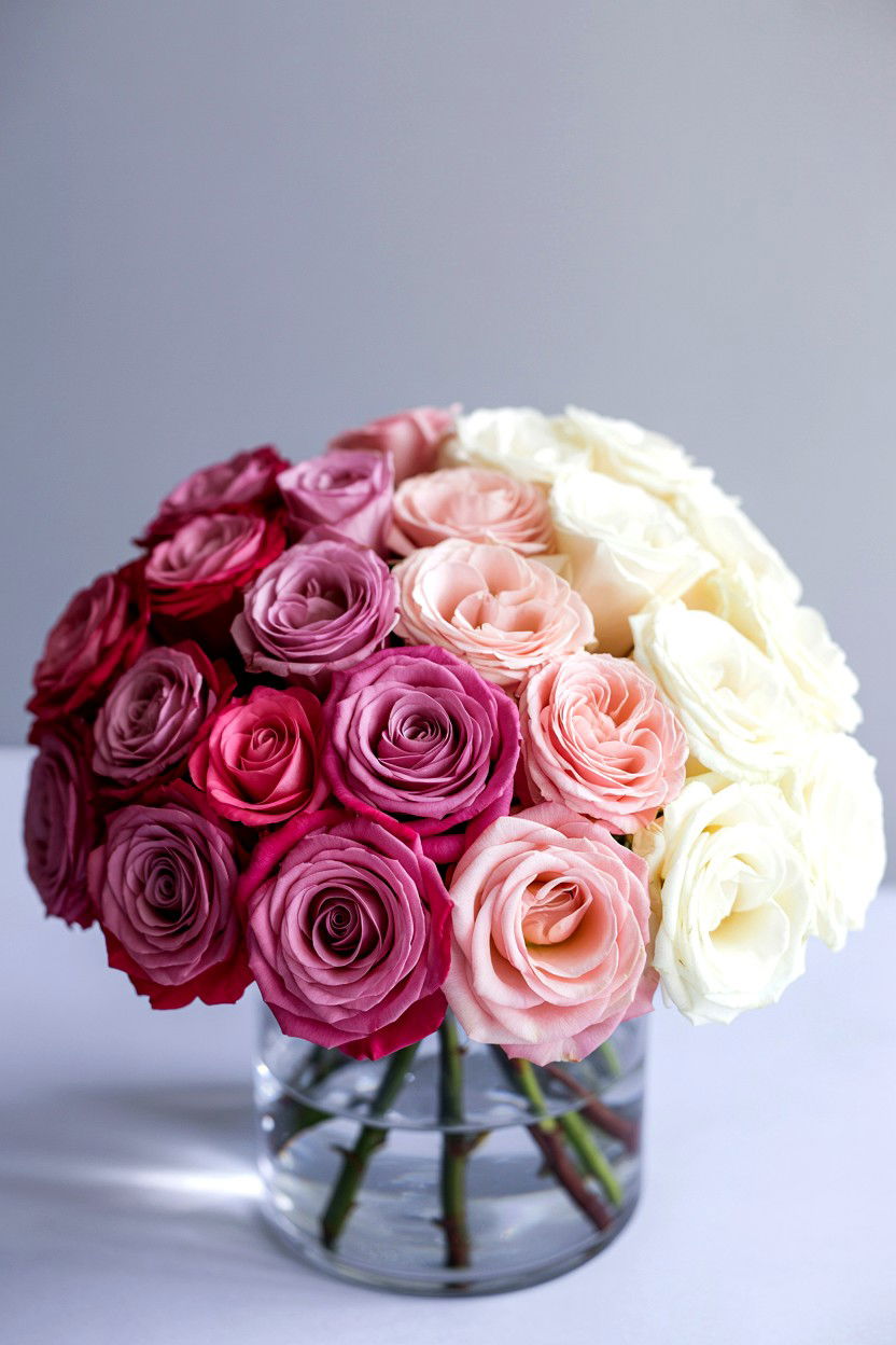 Ombre Flower Arrangement - 25 Valentine's Day Flower Display Ideas