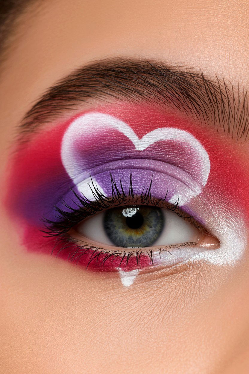 Ombre Heart Eye - 25 Heart Makeup Valentine's Day Ideas
