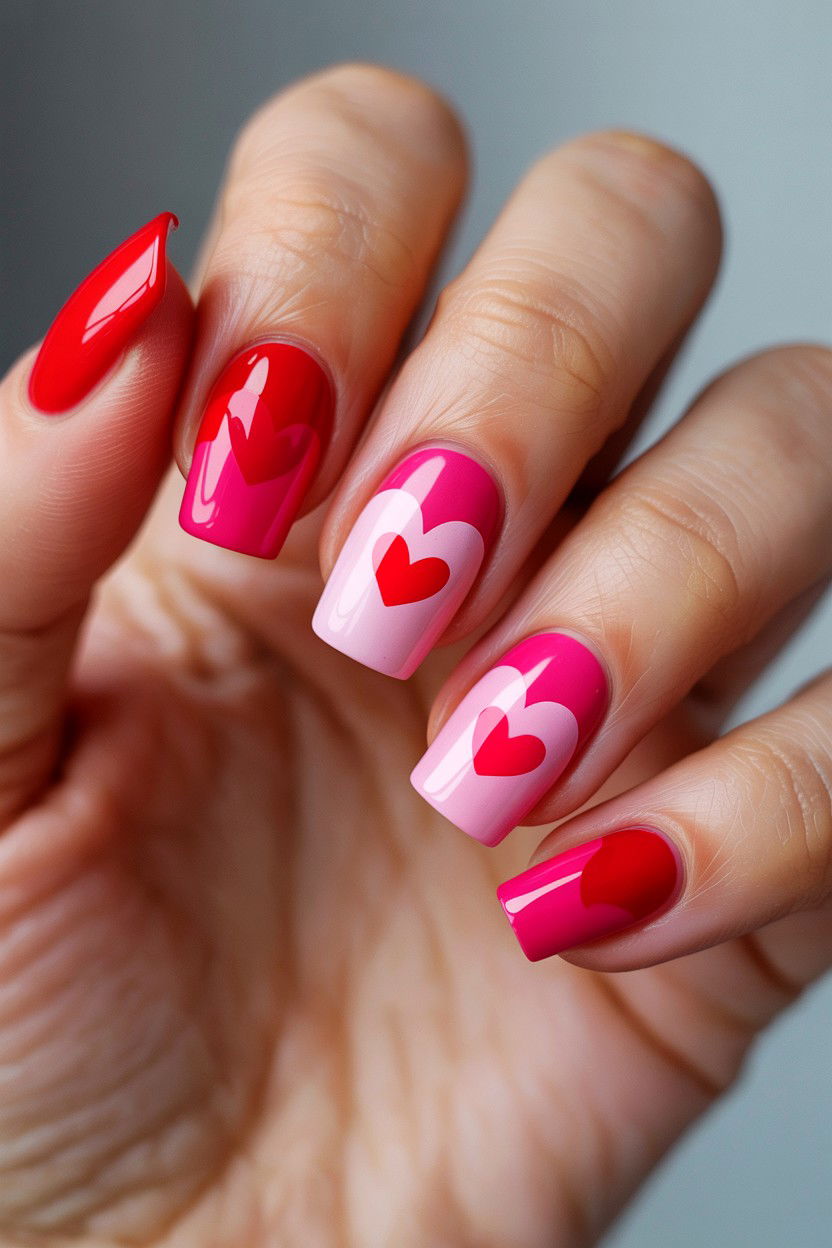 Ombre Heart Stickers - 25 Valentine's Day Nail Sticker Ideas
