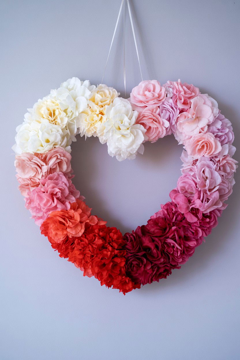 Ombre Heart Wreath - 25 Valentine's Day Wreath Ideas