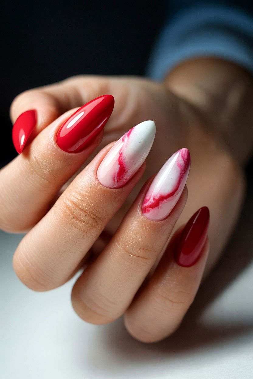 Ombre Marble Nails - 25 Marble Valentine's Day Nail Ideas