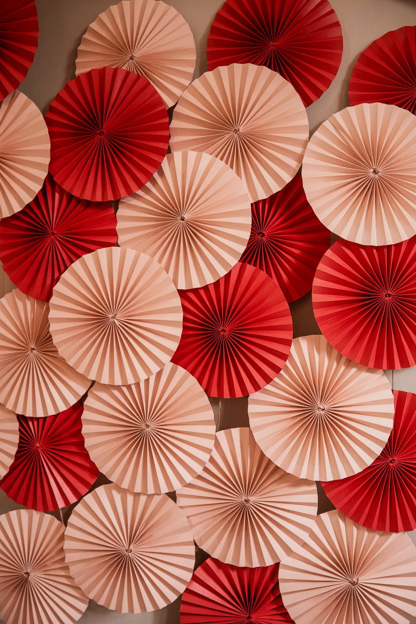 Ombre Paper Fan Wall - 25 Valentine's Day Party Backdrop Ideas