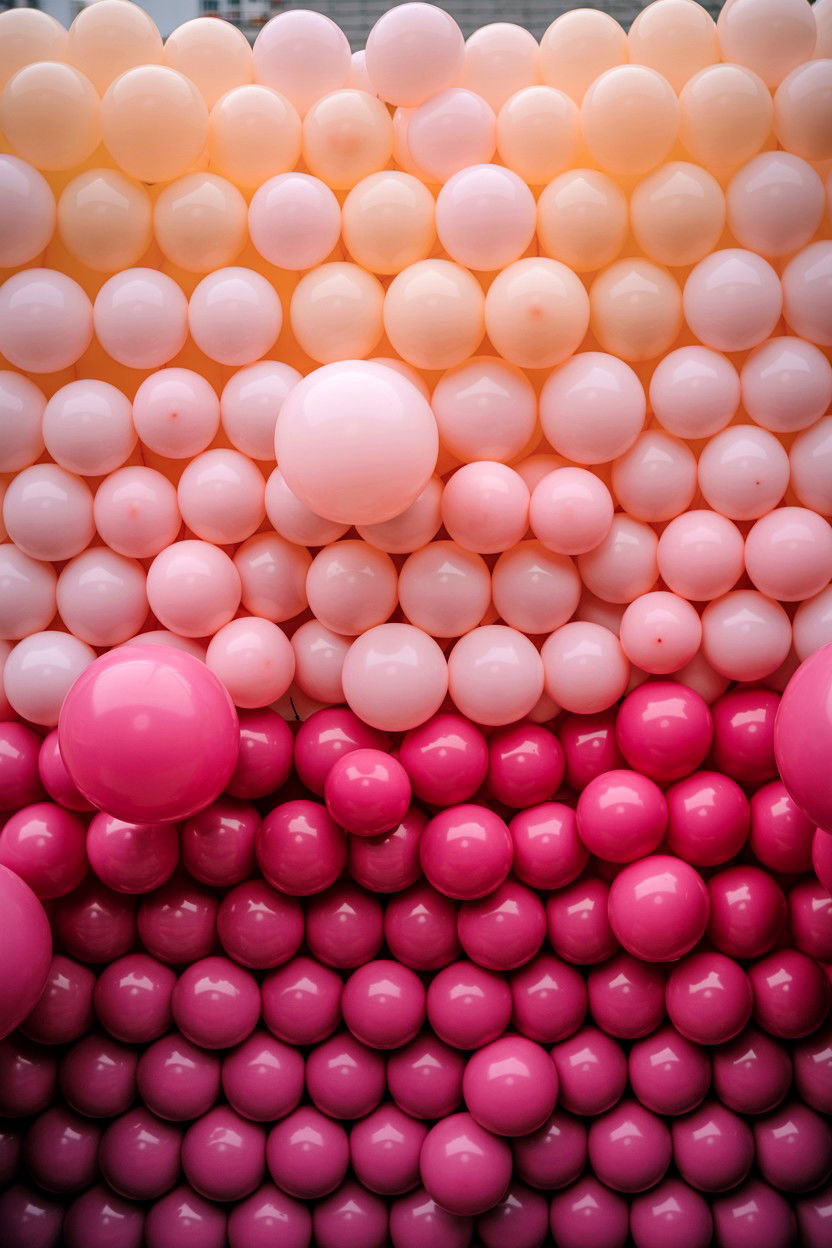 Ombre Pink Balloon Backdrop - 25 Valentine's Day Pink Balloon Ideas