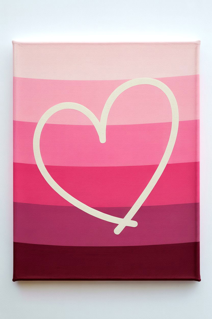 Ombre Pink Canvas - 25 Valentine's Day Canvas Art Ideas
