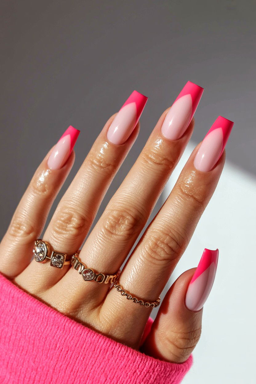 Ombre Pink Coffin - 25 Valentine's Day Coffin Nail Ideas