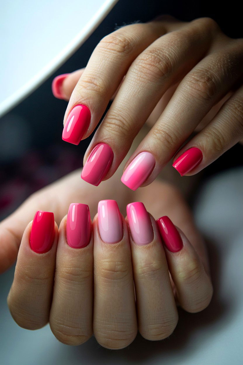 Ombre Pink Nails - 25 Abstract Valentine's Day Nail Ideas