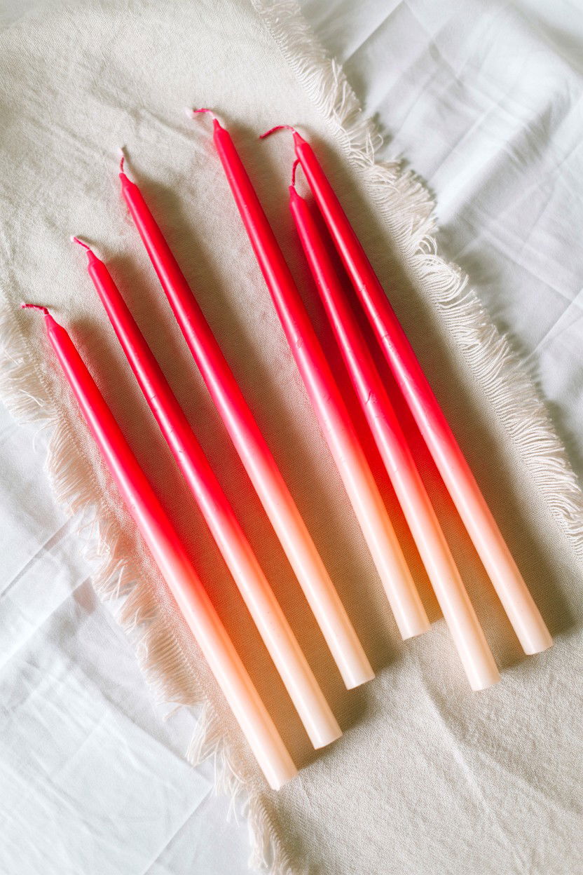 Ombre Pink Taper Candles - 25 Valentine's Day Taper Candle Ideas