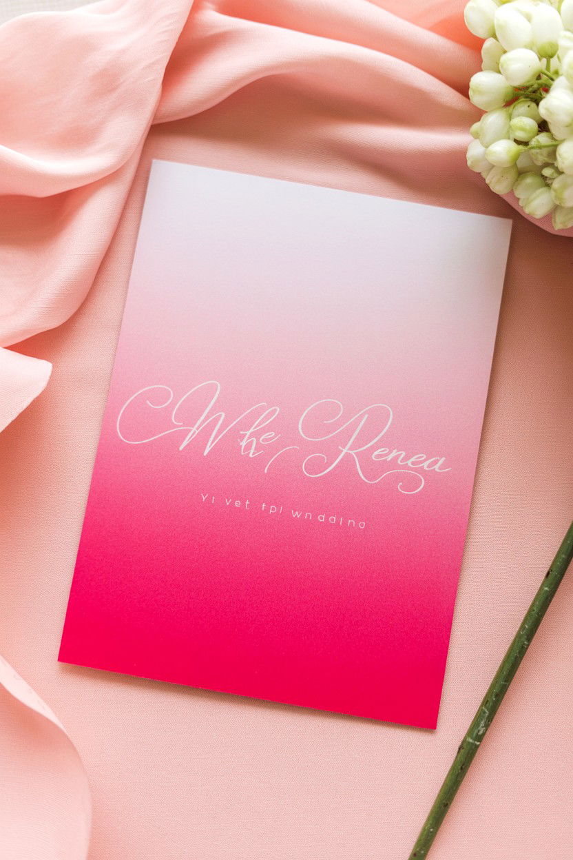 Ombre Pink Wedding Card - 25 Valentine's Day Wedding Invitation Ideas