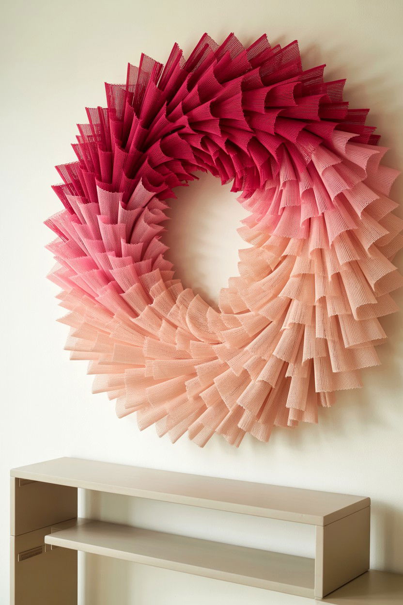 Ombre Pink Wreath - 25 Deco Mesh Valentine's Day Wreath Ideas