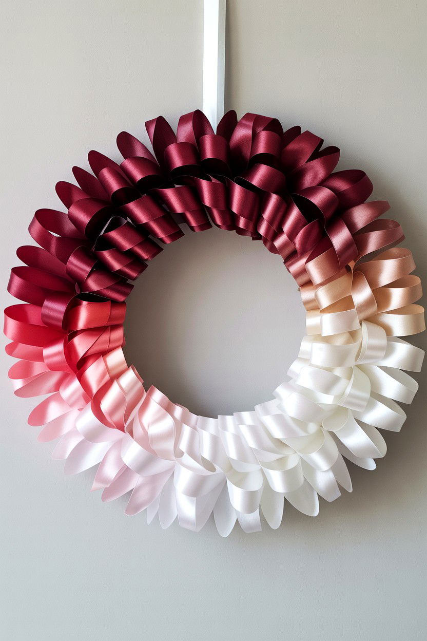 Ombre Ribbon Wreath - 25 Ribbon Valentine's Day Wreath Ideas