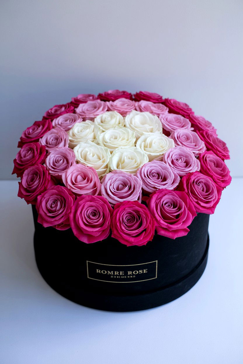 Ombre Rose Box Arrangement - 25 Valentine's Day Flower Vase Ideas