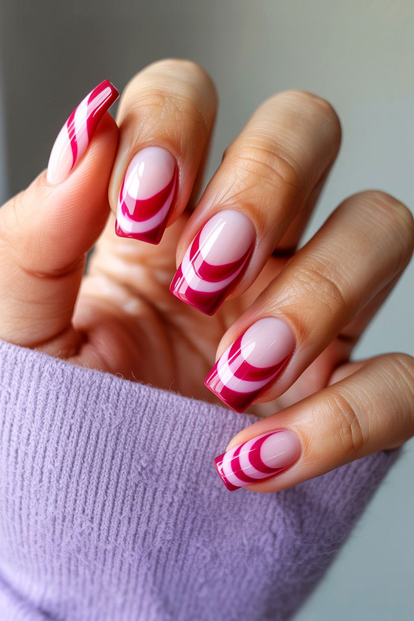 Ombre Swirl Nails - 25 Swirl Valentine's Day Nail Ideas