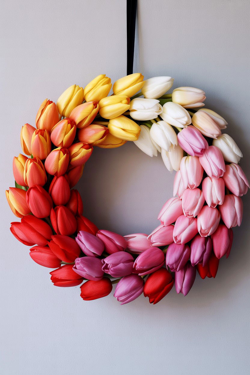 Ombre Tulip Wreath - 25 Tulip Valentine's Day Wreath Ideas