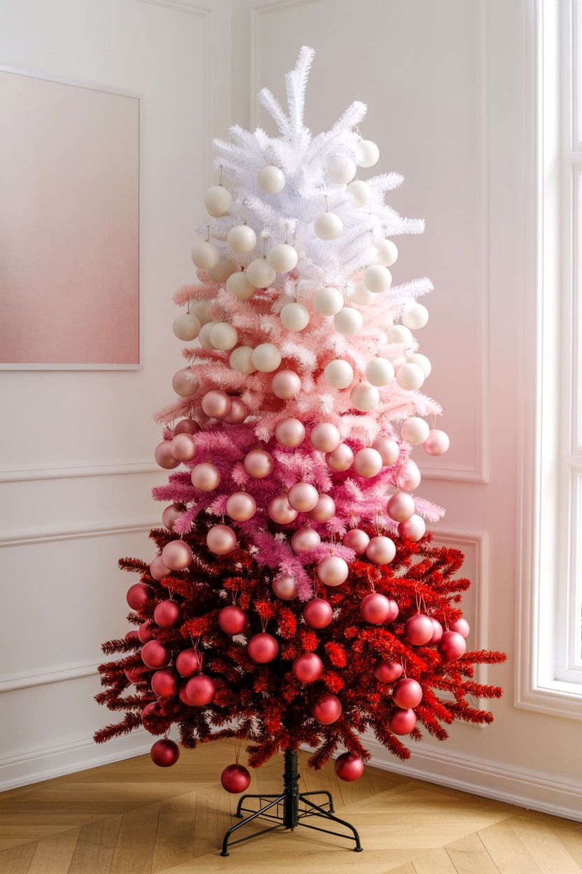Ombre Valentine Tree - 25 Valentine's Day Tree Decorating Ideas