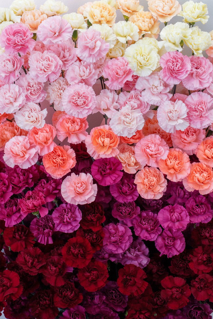 Ombre carnation wall - 25 Valentine's Day Flower Wall Ideas