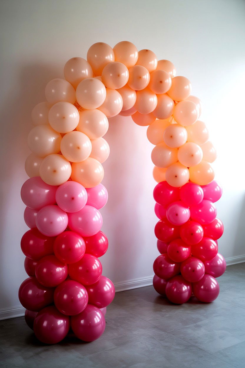 Ombre pink balloon arch - 25 Valentine's Day Balloon Garland Ideas