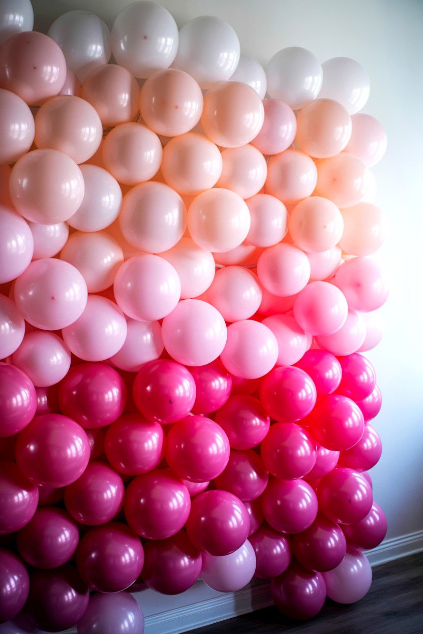 Ombre pink balloon arch - 25 Valentine's Day Balloon Arch Ideas
