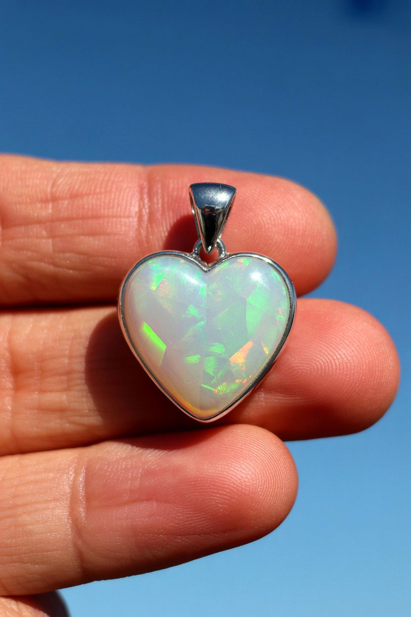 Opal Heart Pendant - 25 Valentine's Day Pendant Ideas