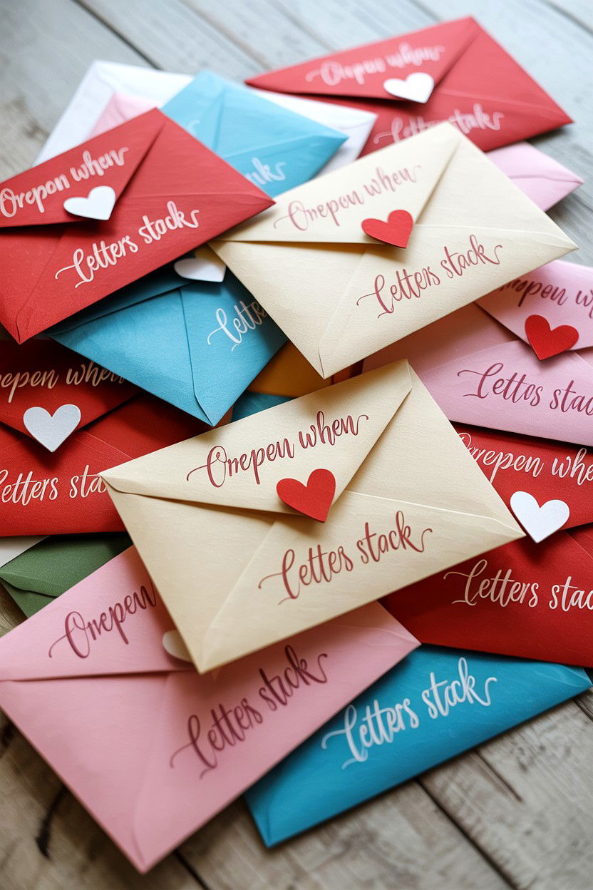 Open When Letters Stack - 25 Long Distance Valentine's Day Photo Ideas
