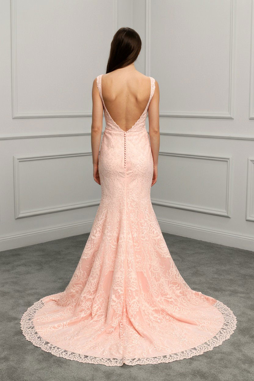 Open back lace gown - 25 Valentine's Day Wedding Dress Ideas