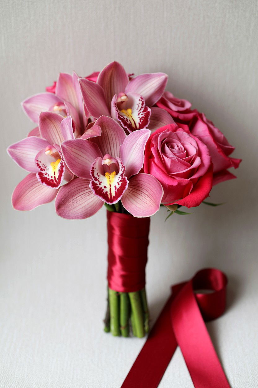 Orchid And Rose Bouquet - 25 Valentine's Day Orchid Ideas
