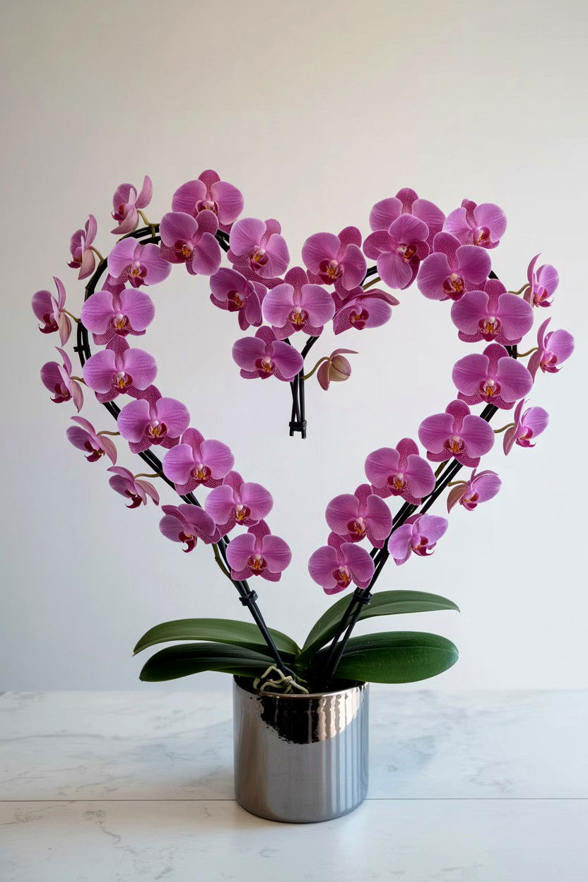 Orchid Heart Display - 25 Valentine's Day Flower Heart Ideas