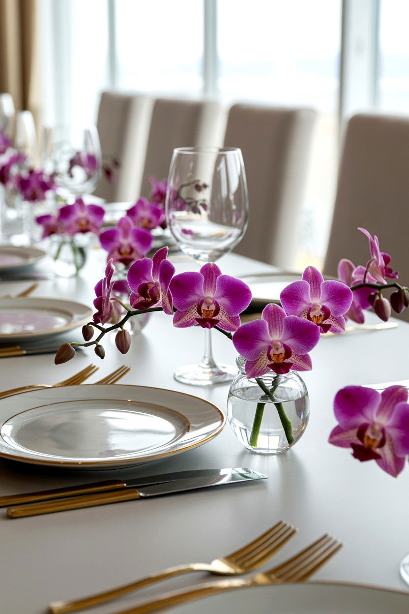 Orchid Table Setting - 25 Valentine's Day Orchid Ideas