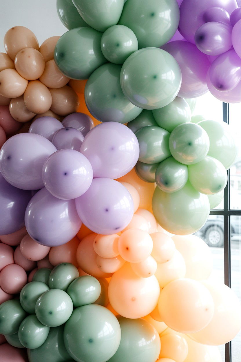 Organic Pastel Balloon Wall - 25 Valentine's Day Balloon Wall Ideas