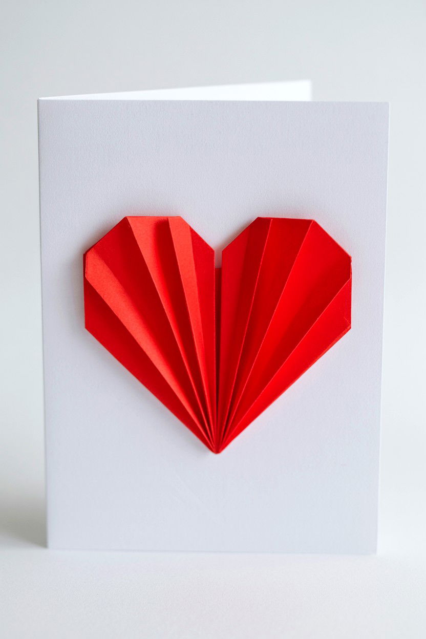 Origami Heart Card - 25 Easy Valentine's Day Card Ideas