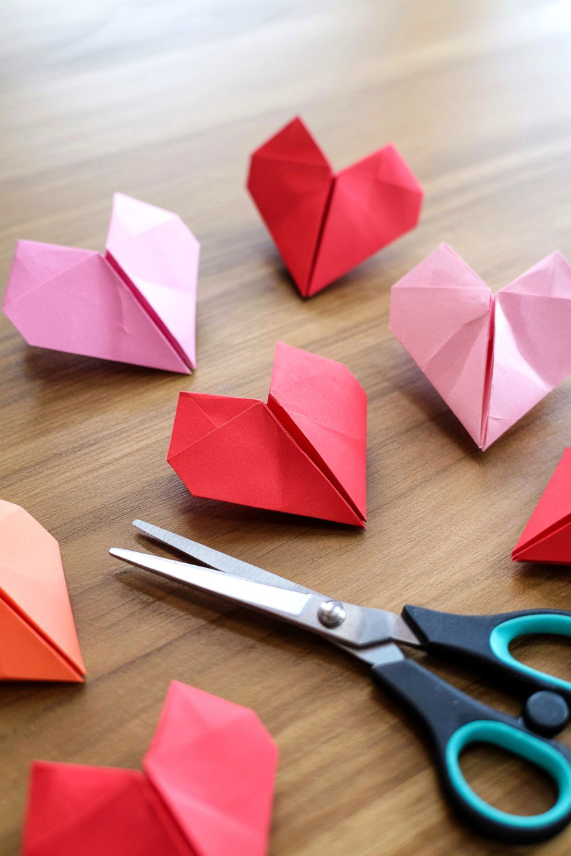 Origami Heart Making - 25 Budget Valentine's Day Ideas