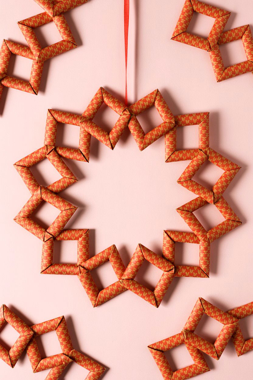 Origami Heart Wreath - 25 Paper Valentine's Day Wreath Ideas