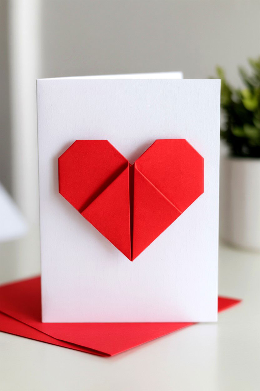 Origami Valentine Card - 25 Handmade Valentine's Day Cards