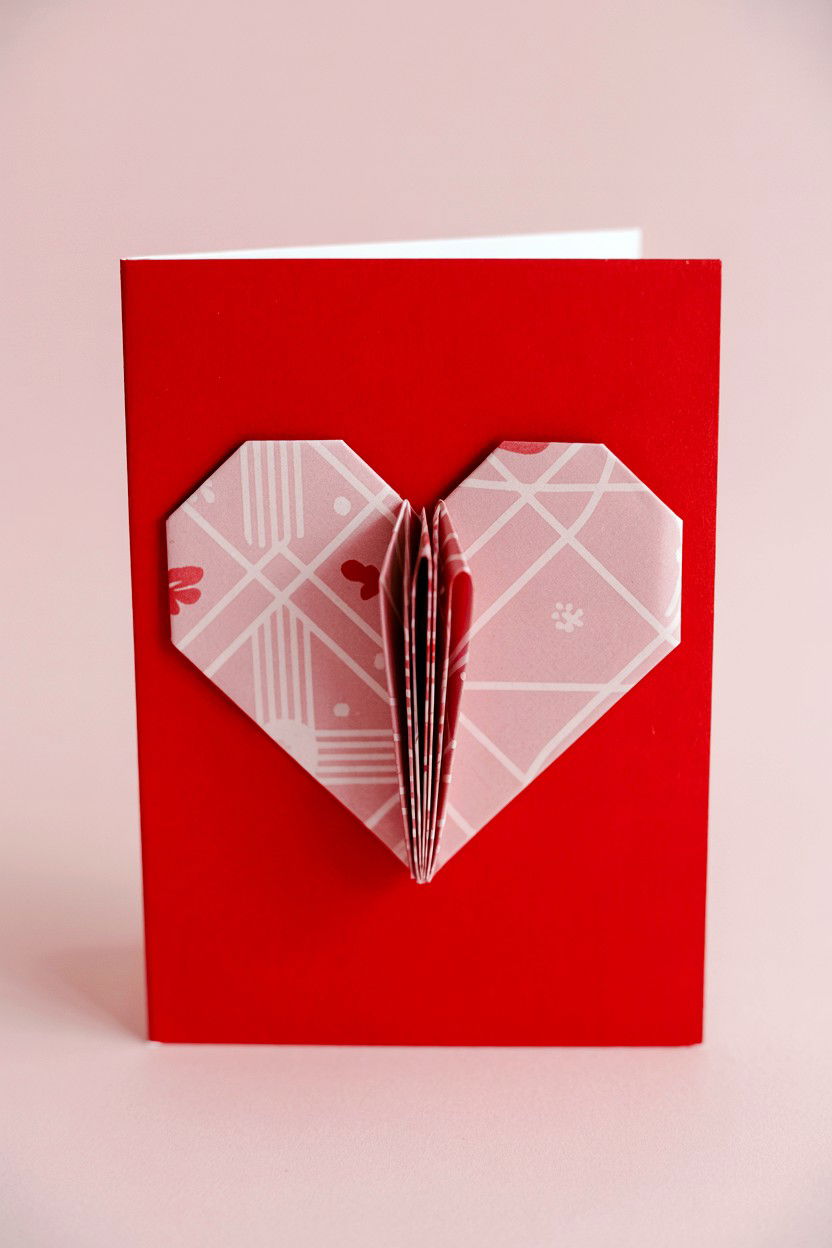 Origami heart card - 25 Sentimental Valentine's Day Card Ideas