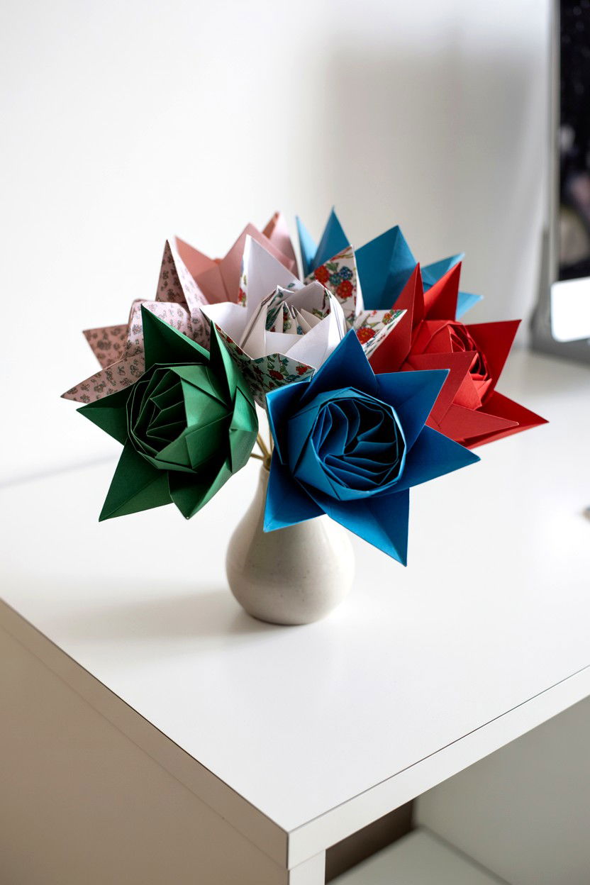 Origami paper flowers - 25 Flower Alternatives for Valentine's Day