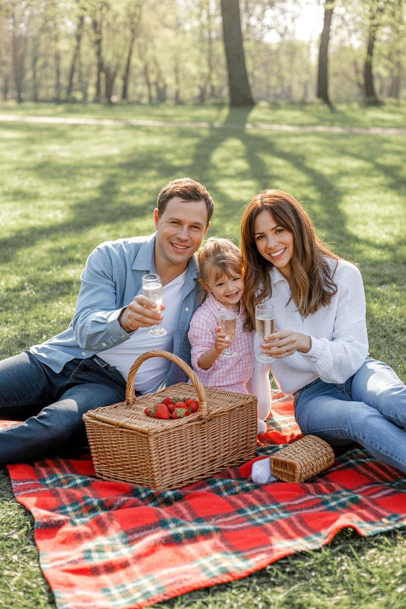 Outdoor Picnic Setup - 25 Valentine's Day Family Photo Ideas